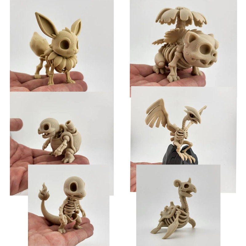 3D Printing Pla - Модель скелета покемона: Эвей, Чармандер. Аниме-фэндогерати,